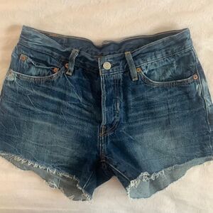 Levi’s Womens 501 Denim Jeans Shorts Cut-off Button Fly Distressed